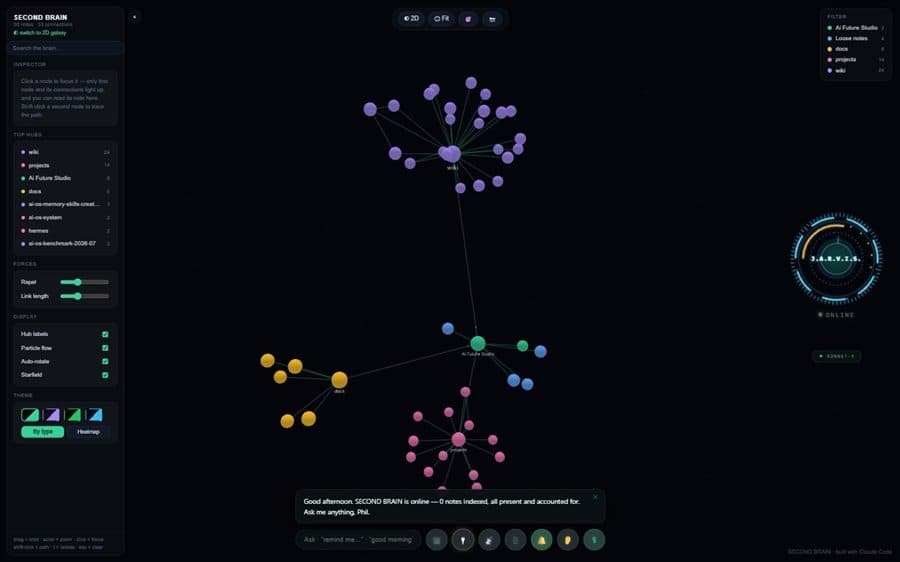 Jarvis — 3D second-brain interface, online